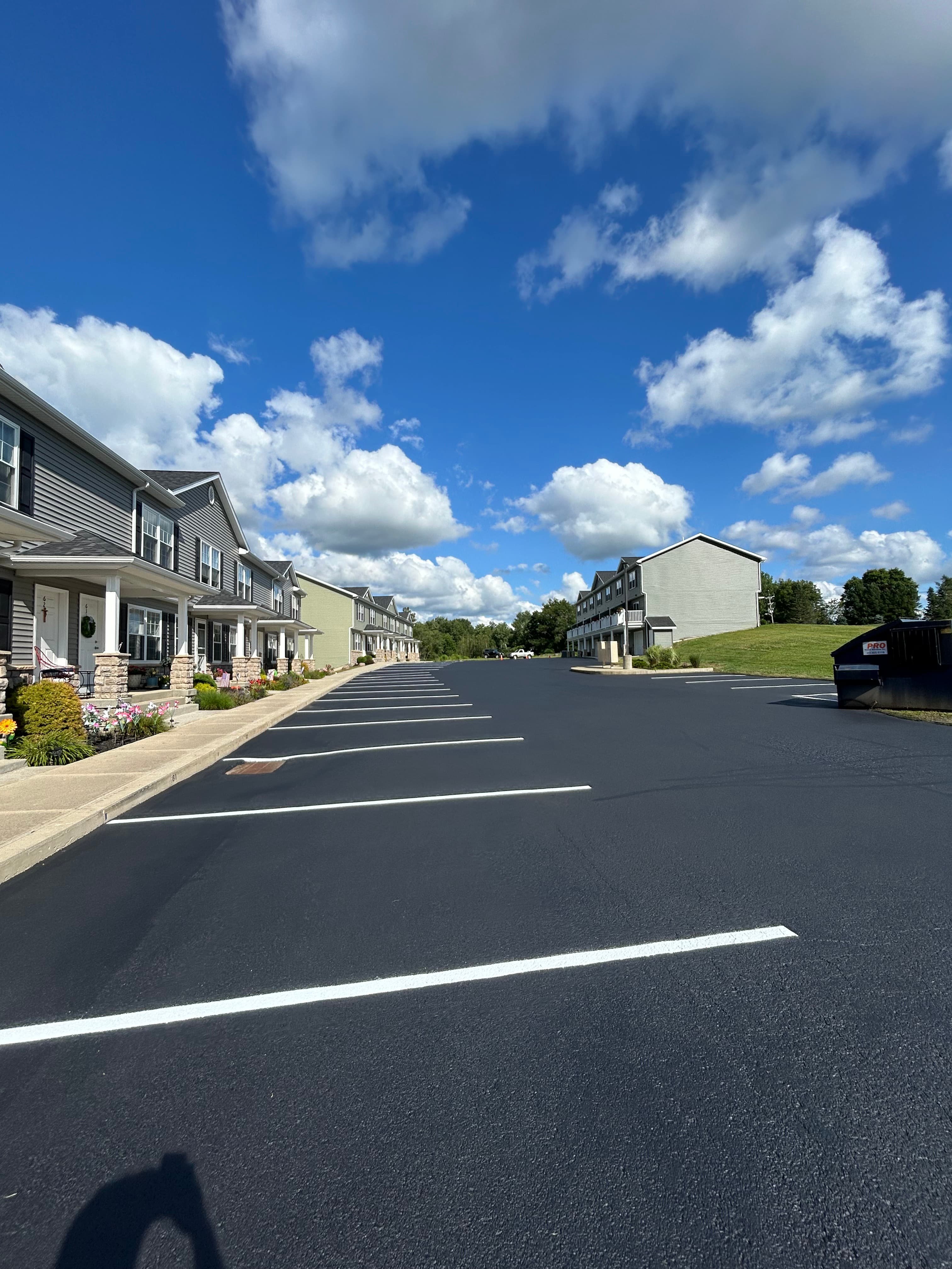 Freshly sealed parking lot by Stone Quarry Sealing in Northwest Pennsylvania